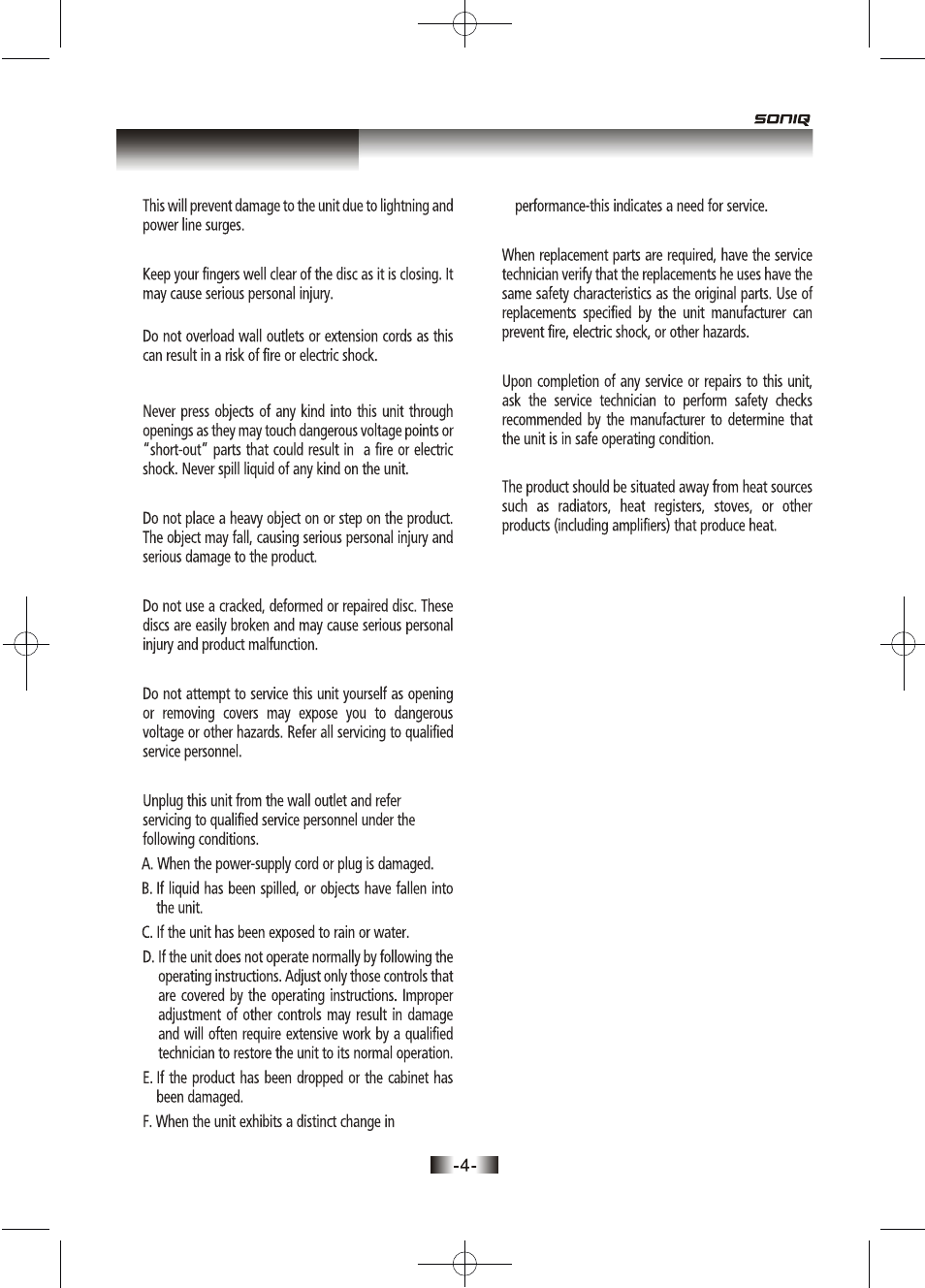 页面 4, Safety information | SONIQ D100 User Manual | Page 5 / 34