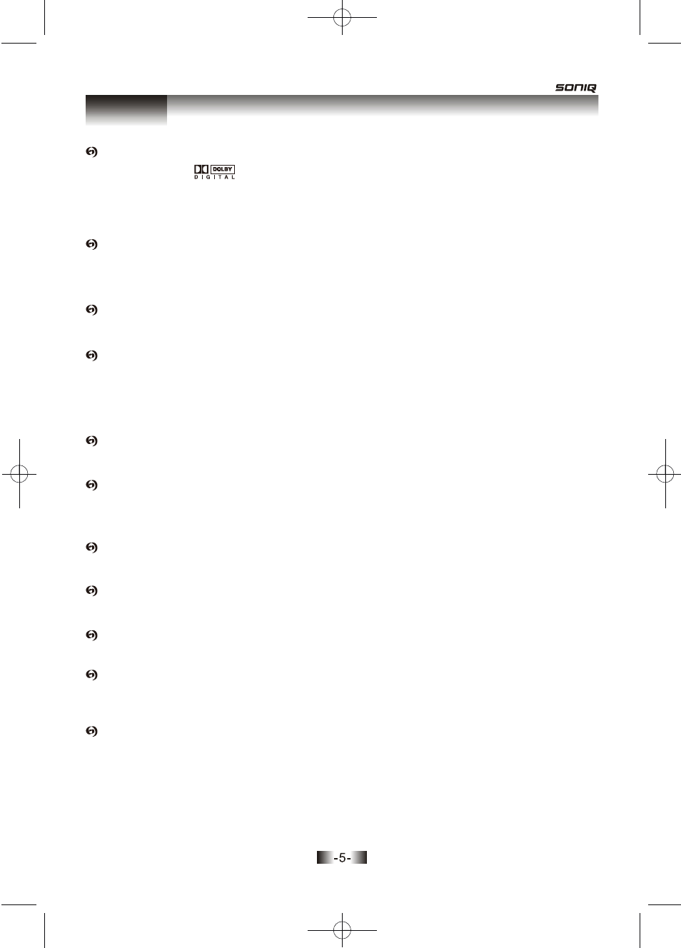 页面 5, Features | SONIQ D100 User Manual | Page 6 / 34