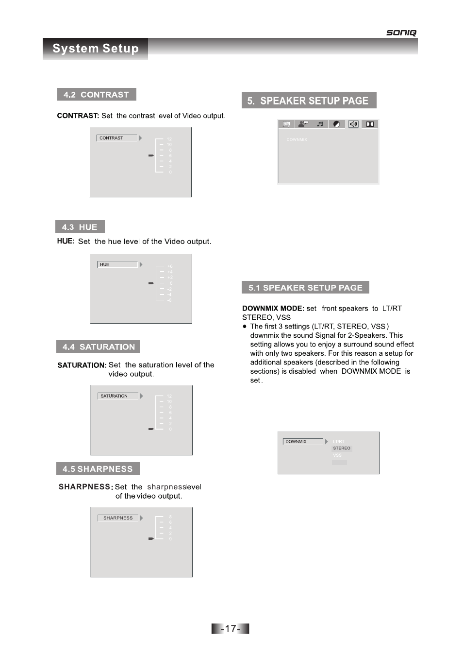 页 17, 5 sharpness | SONIQ D101 User Manual | Page 17 / 21