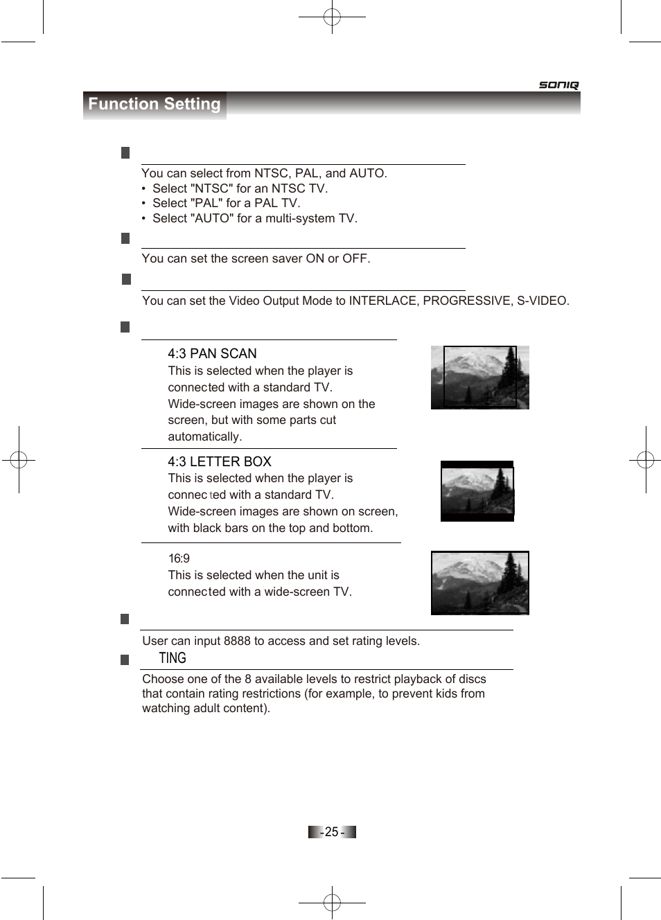 Function setting | SONIQ D150 User Manual | Page 27 / 36