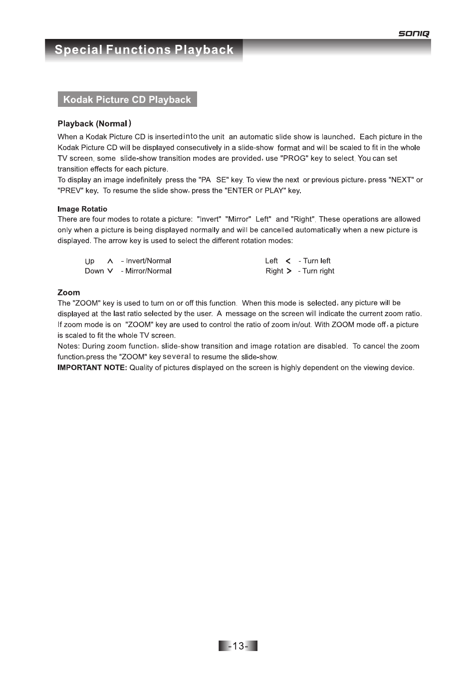 页 13 | SONIQ D301 User Manual | Page 14 / 22