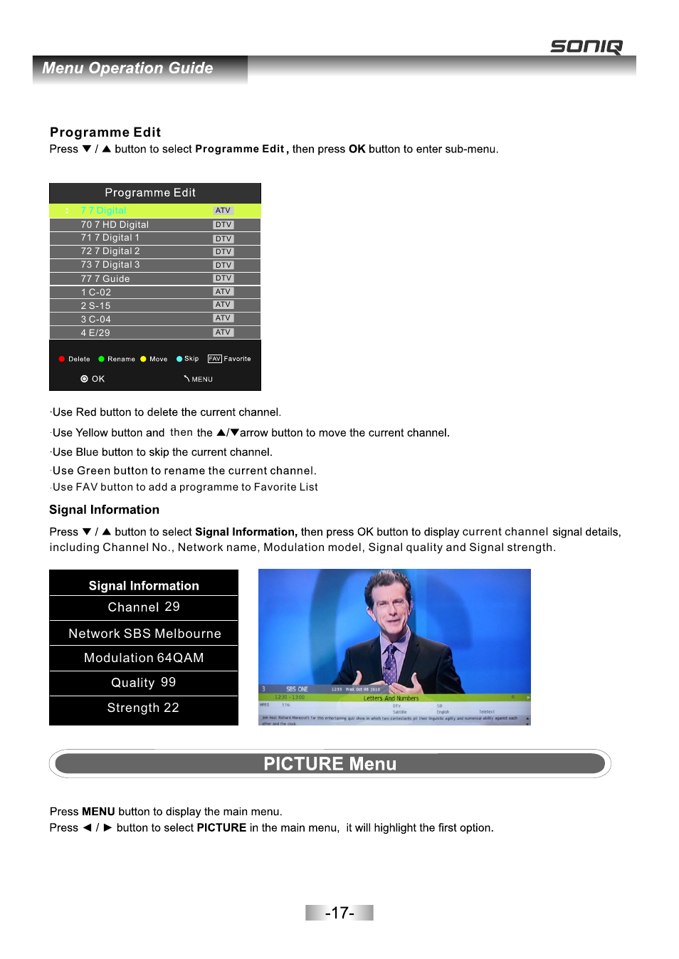 页面 19, Programme edit, Strength | SONIQ E16Z11B User Manual | Page 19 / 37