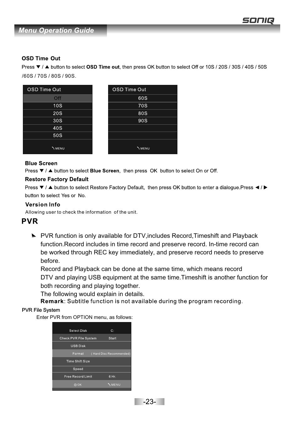 页面 25 | SONIQ E16Z11B User Manual | Page 25 / 37