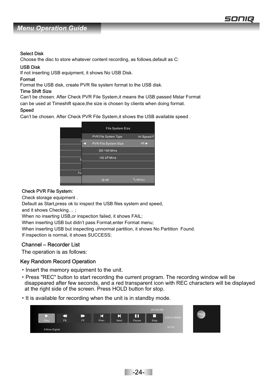 页面 26, Key random record operation | SONIQ E16Z11B User Manual | Page 26 / 37