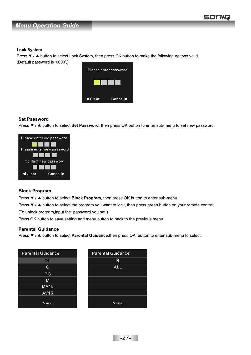 页面 29 | SONIQ E16Z11B User Manual | Page 29 / 37