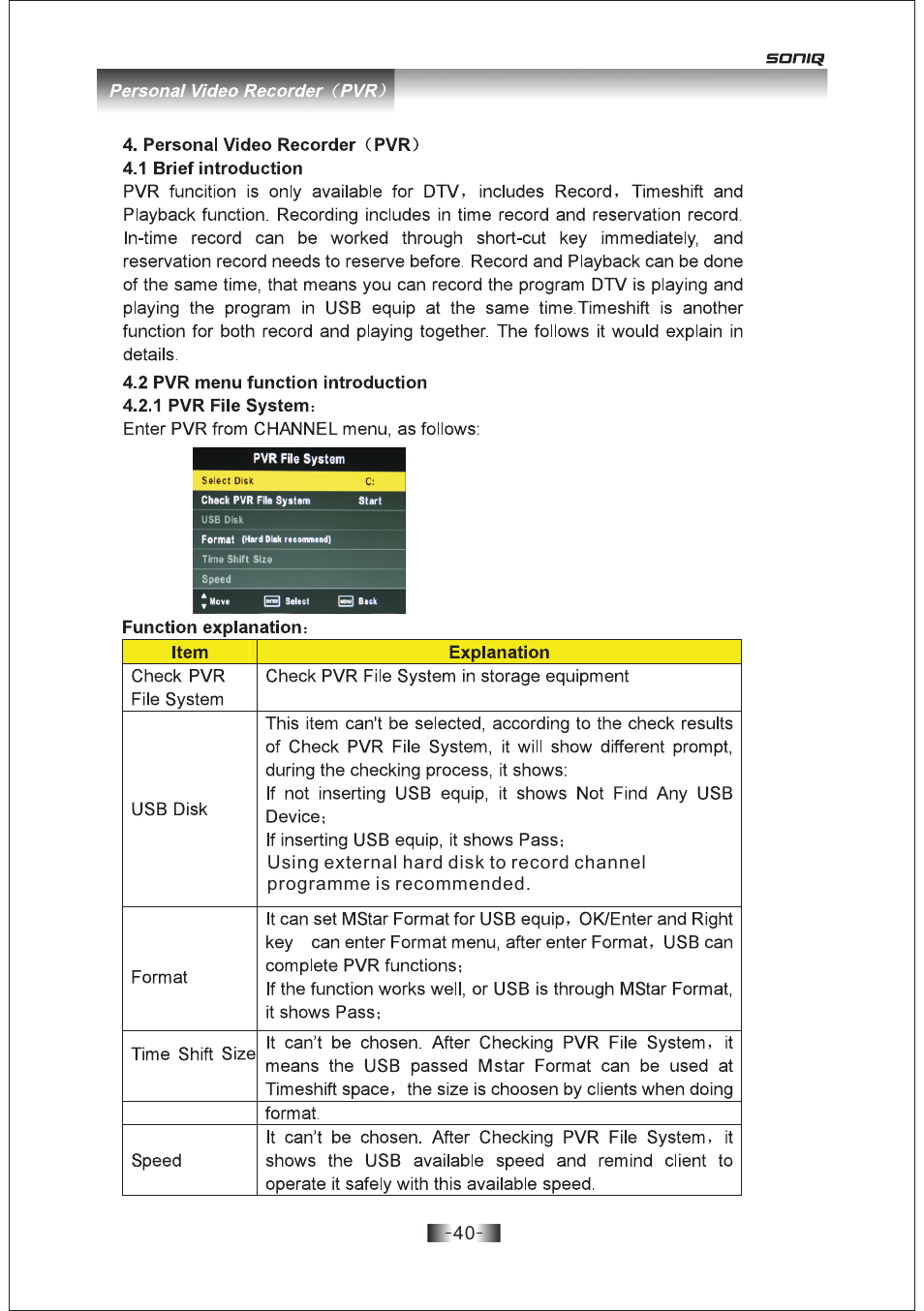 页 40 | SONIQ E19Z10A User Manual | Page 40 / 58