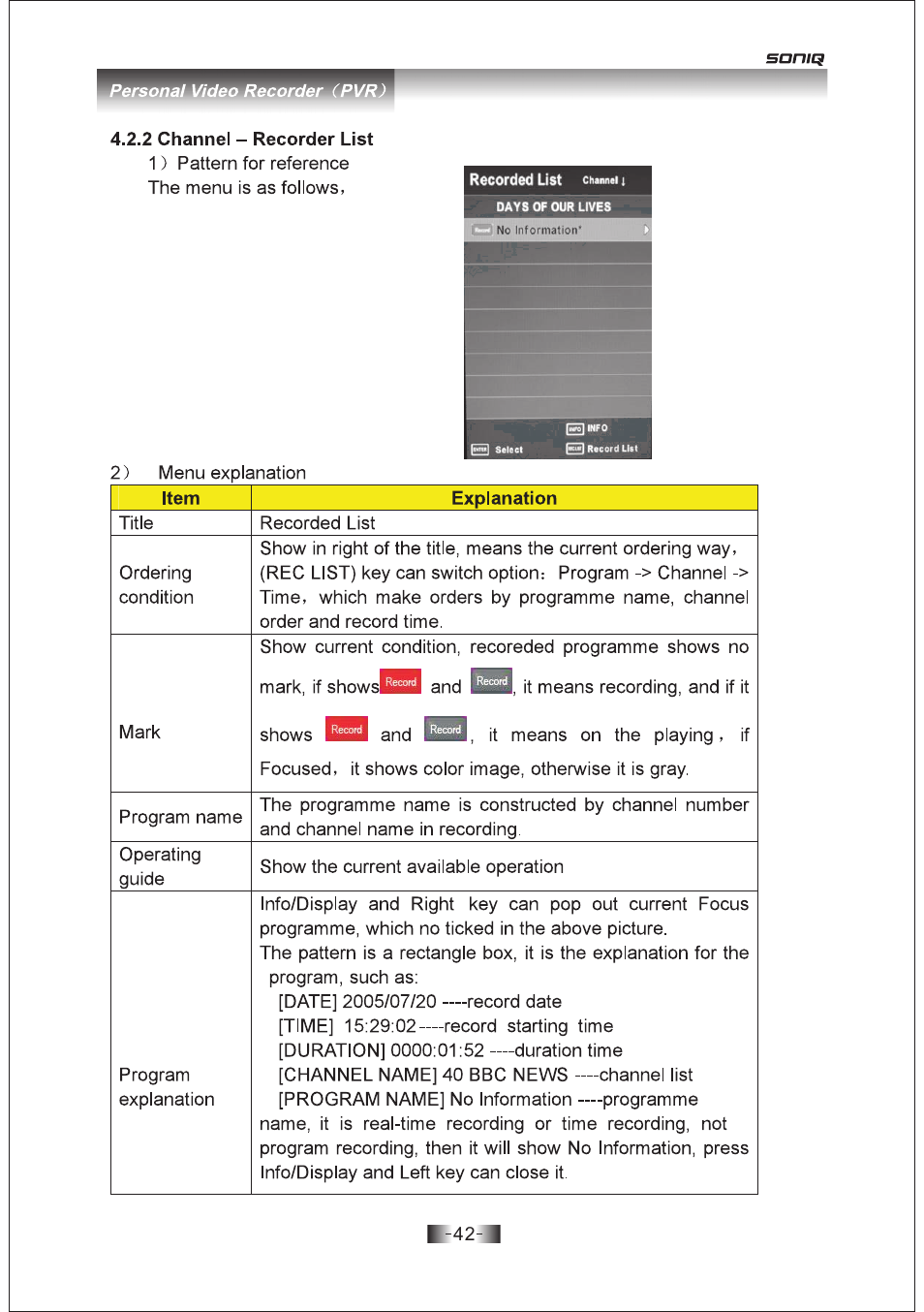 页 42 | SONIQ E19Z10A User Manual | Page 42 / 58