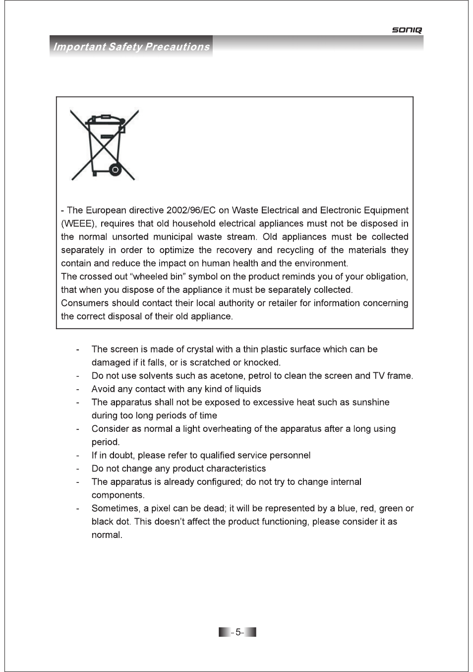 SONIQ E19Z10A User Manual | Page 5 / 58