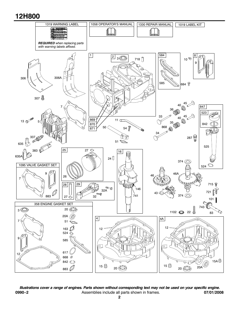 Briggs & Stratton 12H800 User Manual | Page 2 / 19