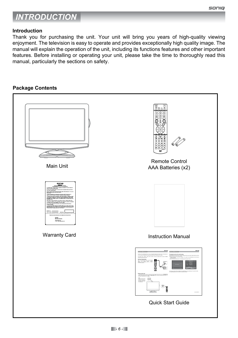 Introduction | SONIQ E22Z10A User Manual | Page 6 / 34