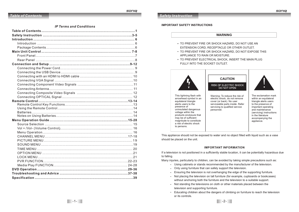 SONIQ E23Z13A REV AC User Manual | Page 2 / 21