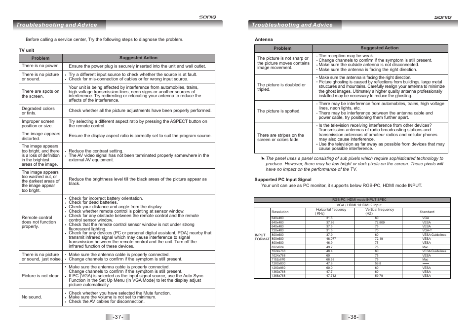 页 20 | SONIQ E23Z13A REV AC User Manual | Page 20 / 21