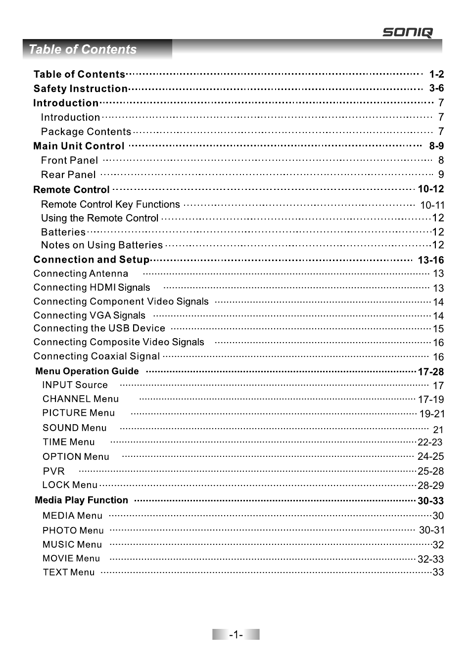 页面 3 | SONIQ E26Z11B User Manual | Page 2 / 45