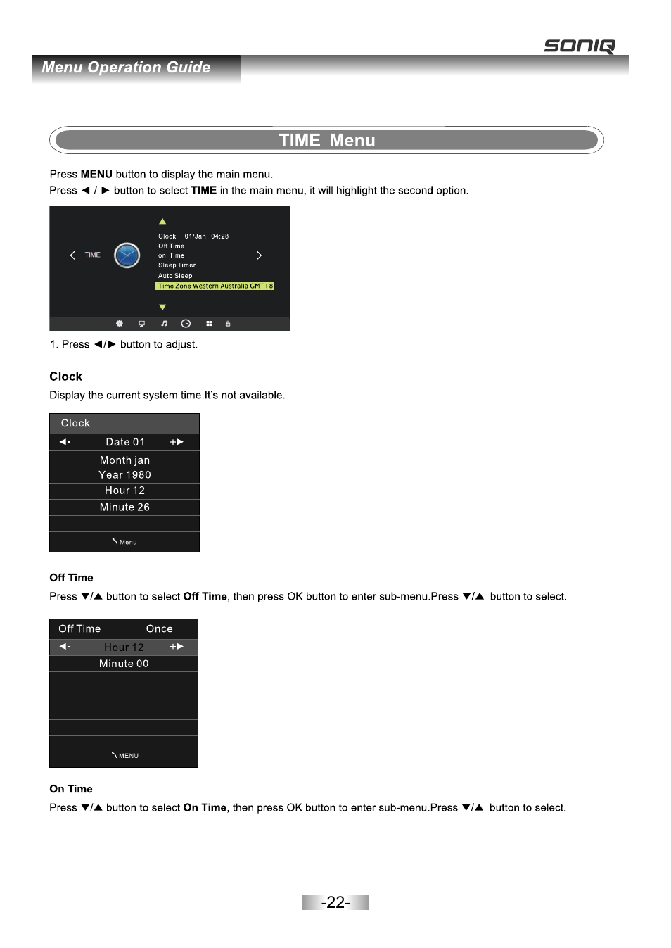 页面 24 | SONIQ E26Z11B User Manual | Page 23 / 45