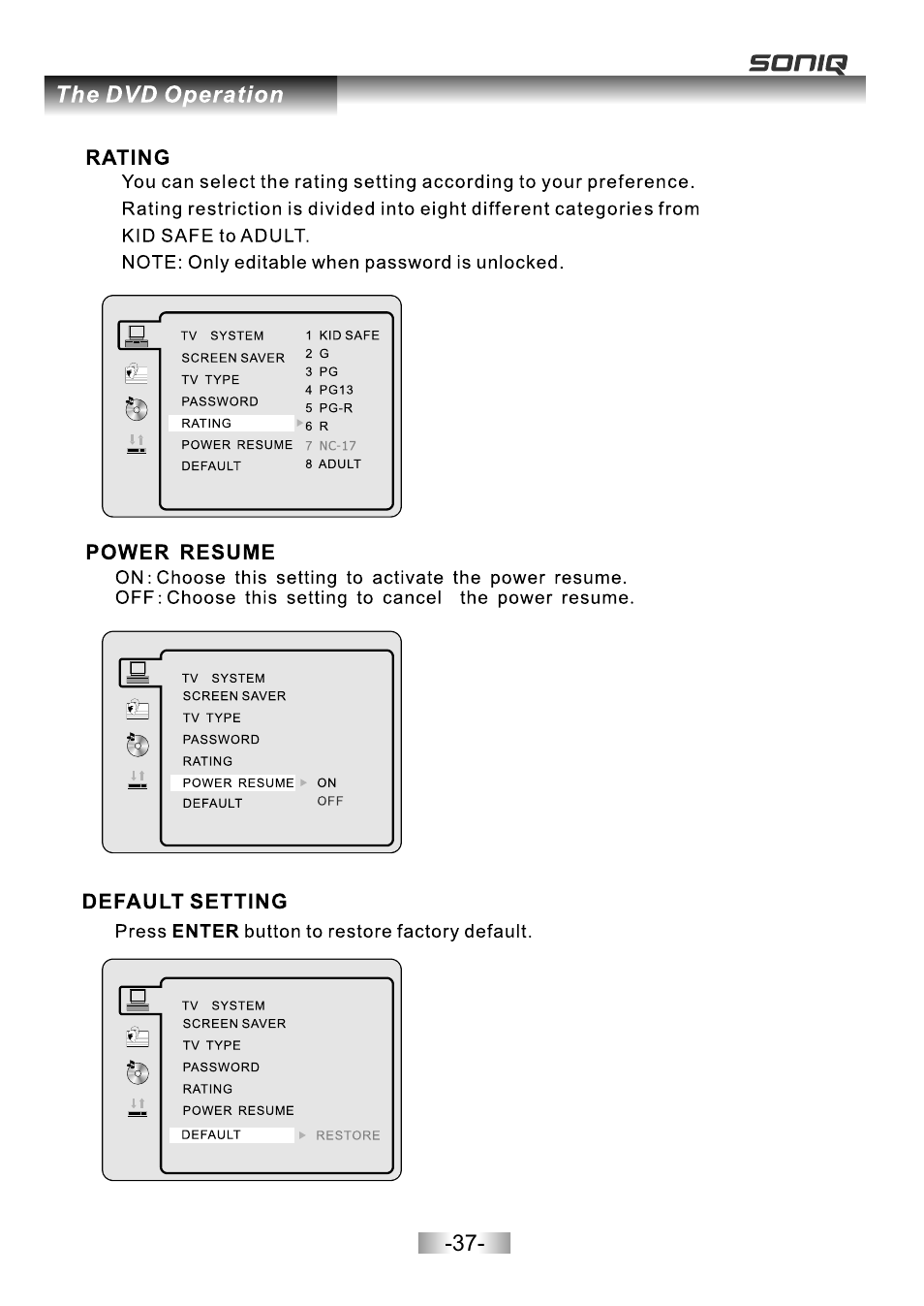 页面 39 | SONIQ E26Z11B User Manual | Page 38 / 45