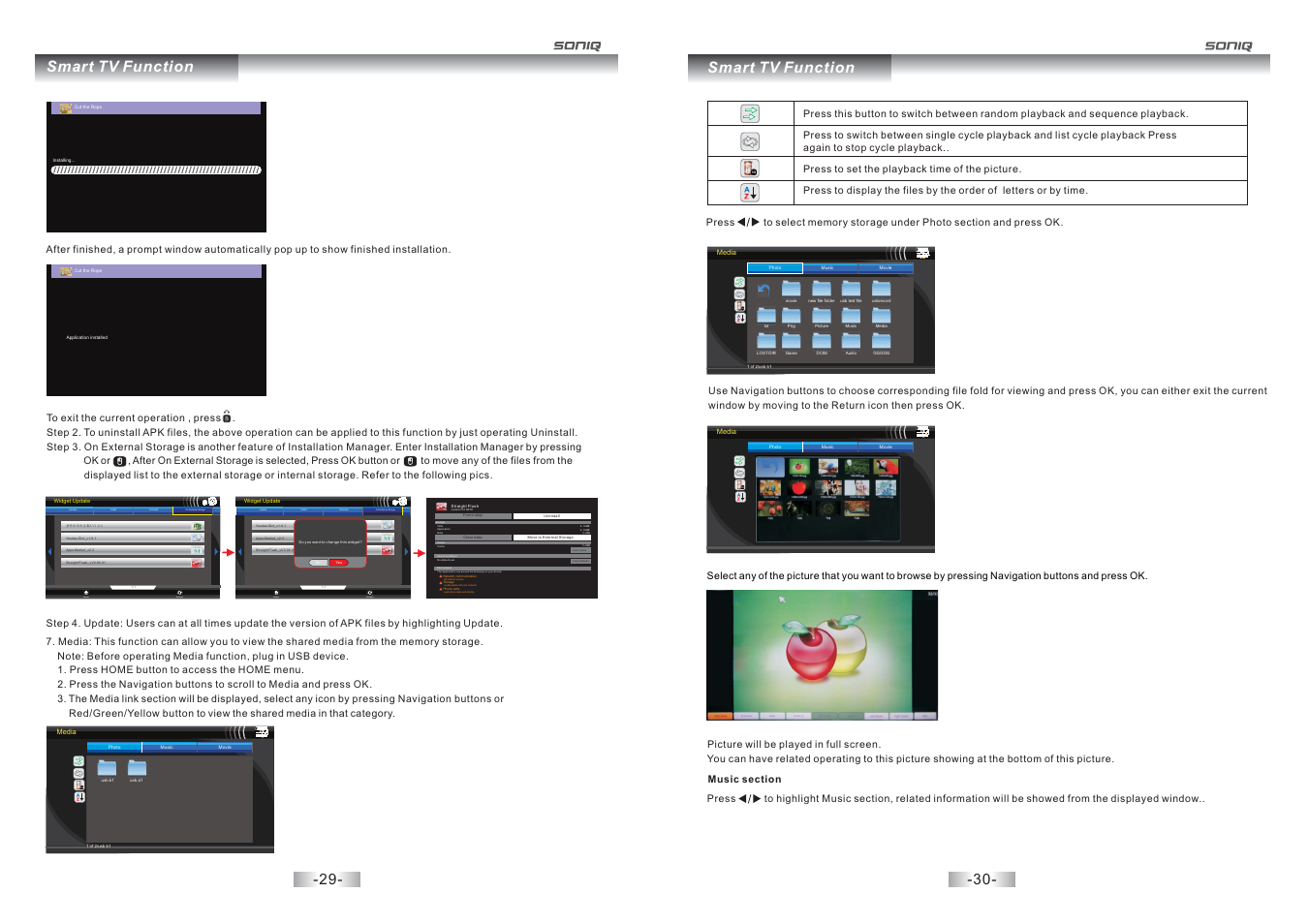 Storage total application data, Full internet access, Modify/delete sd card contents | Read phone state and identity ! ! ! 2, 16mb 2, 16mb, Smart tv function | SONIQ E32S12A User Manual | Page 16 / 25