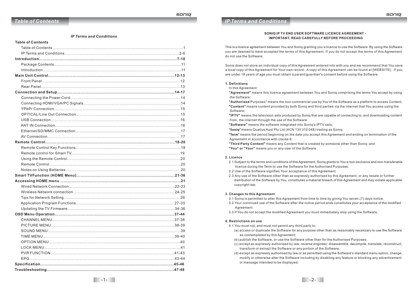 SONIQ E32S12A User Manual | Page 2 / 25