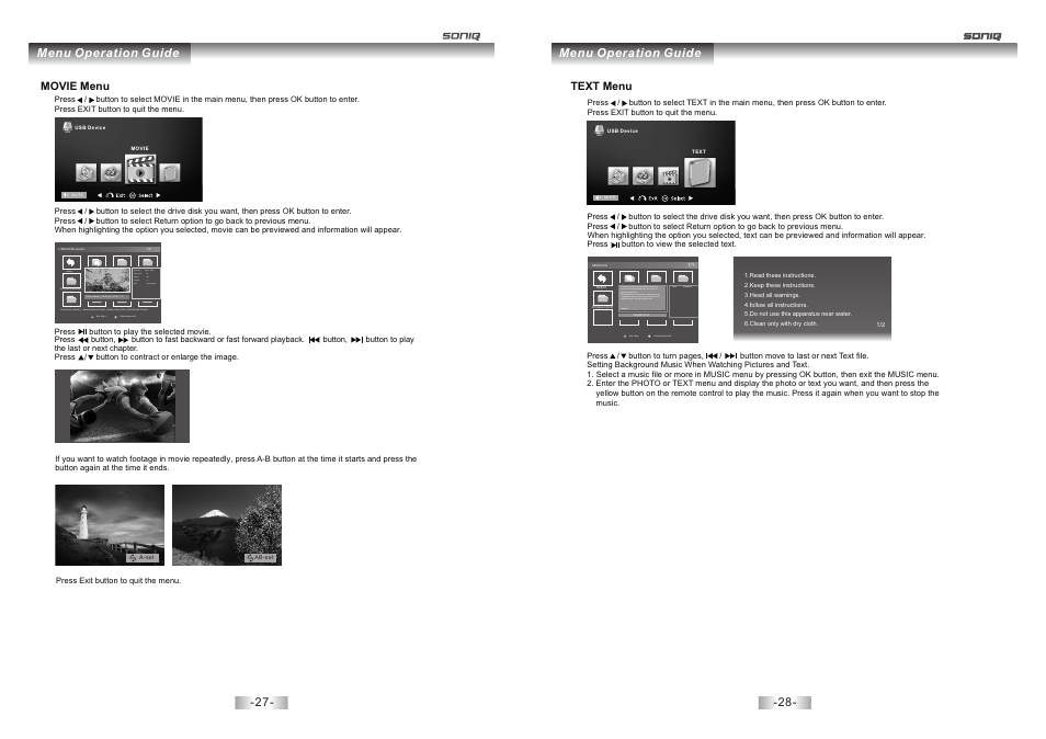 页 15, Return sub menu select/unselect all, Sub menu select/unselect all | Size: 35kbytes | SONIQ E32W13A User Manual | Page 15 / 17