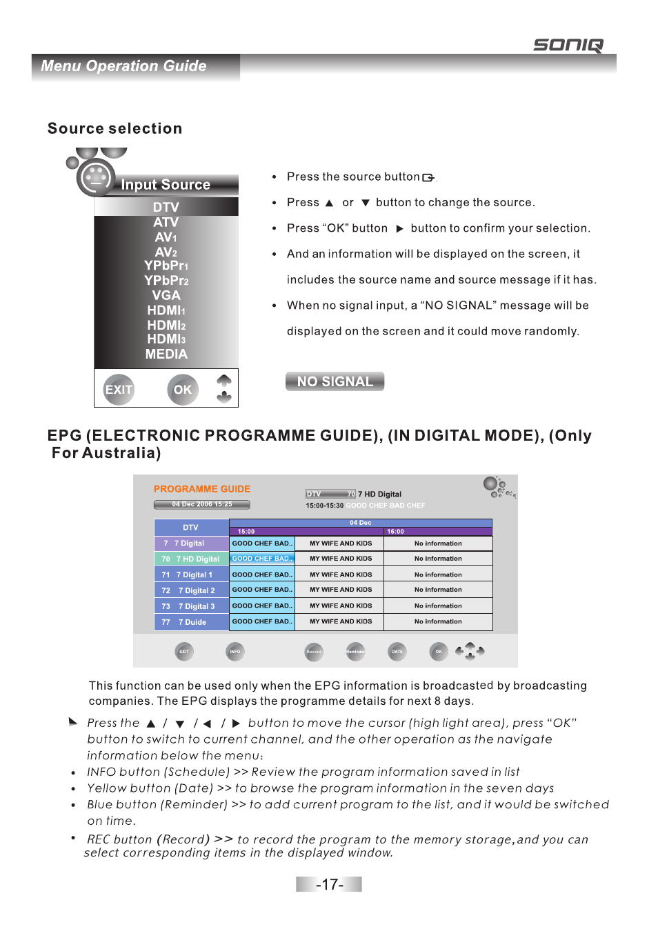 页 18 | SONIQ E32Z10A User Manual | Page 18 / 35