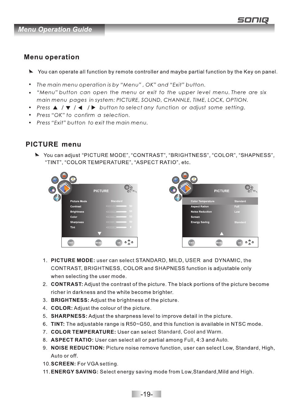 页 20 | SONIQ E32Z10A User Manual | Page 20 / 35