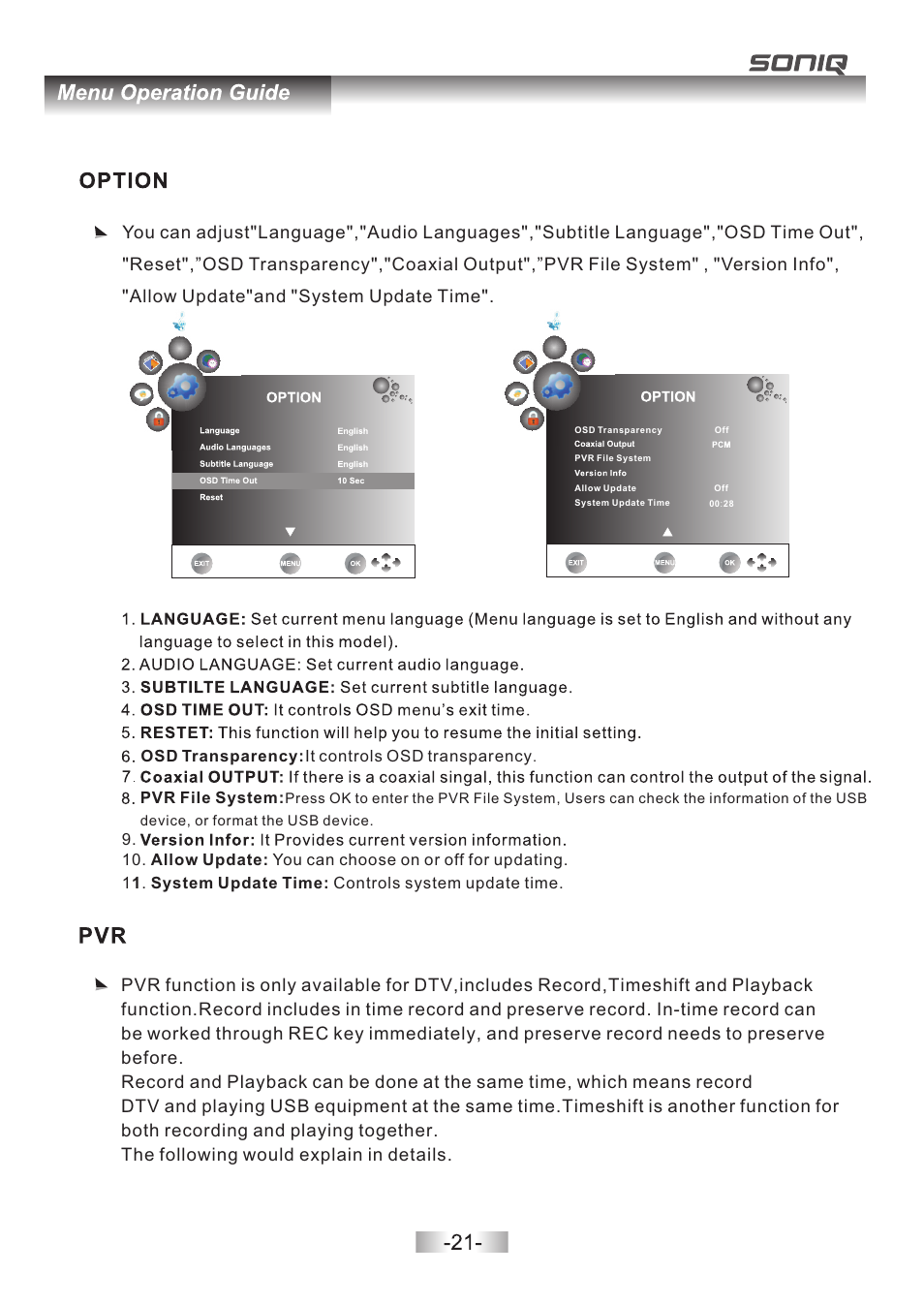 页 22 | SONIQ E32Z10A User Manual | Page 22 / 35