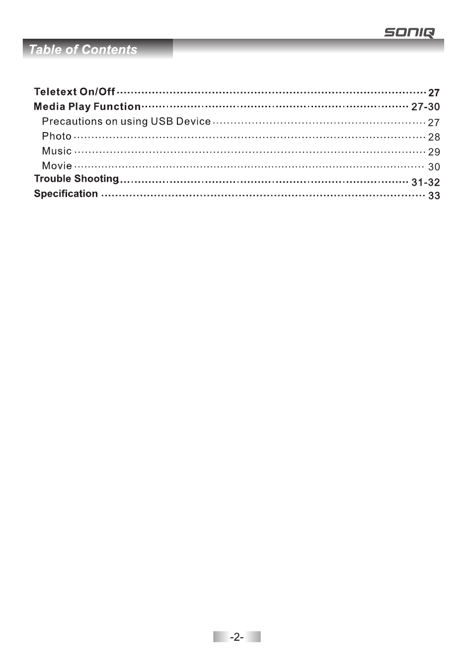SONIQ E32Z10A User Manual | Page 3 / 35