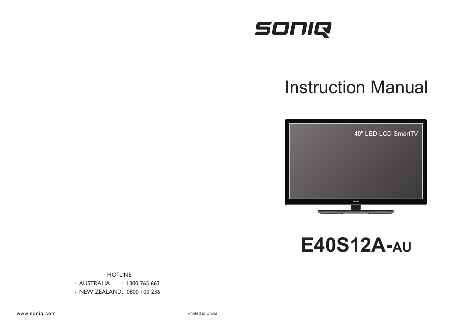 SONIQ E40S12A User Manual | 25 pages