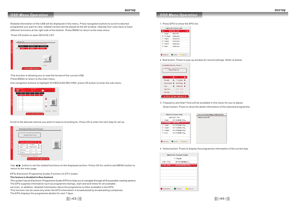页 23, Osd menu operation | SONIQ E40S12A User Manual | Page 23 / 25