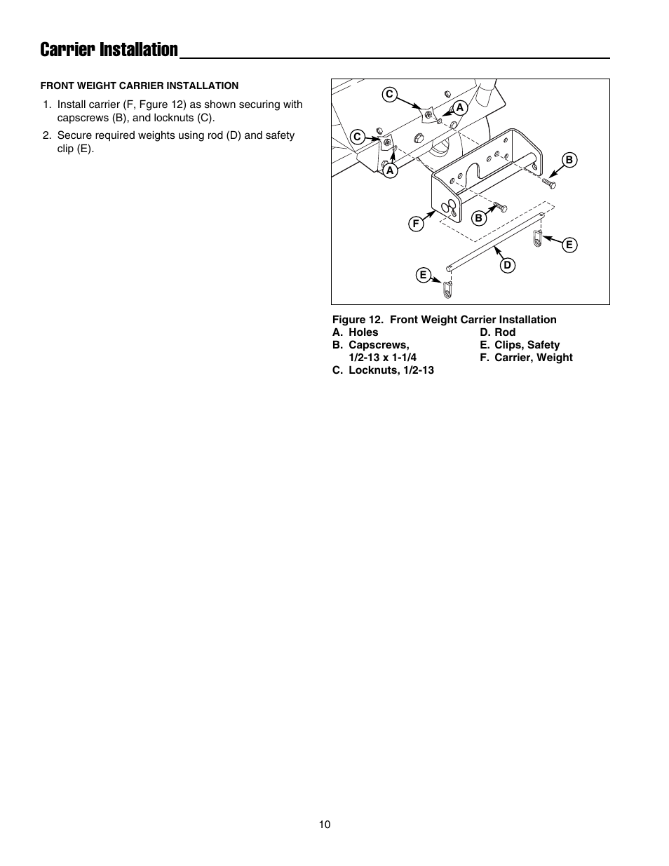 Carrier installation | Briggs & Stratton 5900703 User Manual | Page 12 / 16