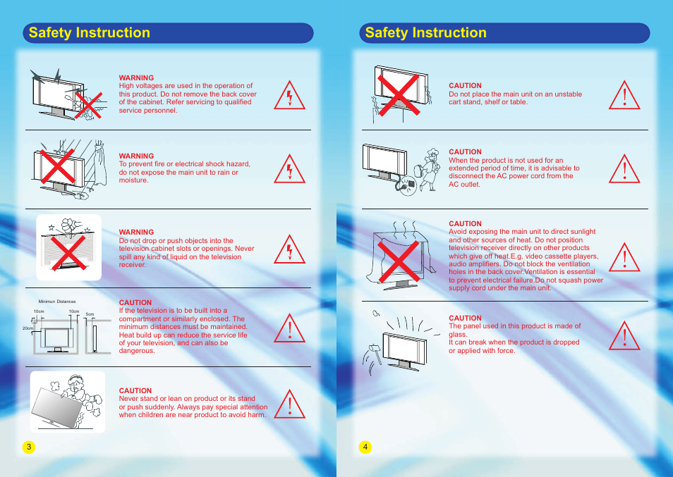 Safety instruction | SONIQ E42S14A E47S14A E55S14A User Manual | Page 2 / 24