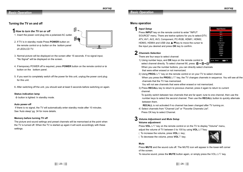 页 14, Basic operation | SONIQ E46Z10A User Manual | Page 14 / 25