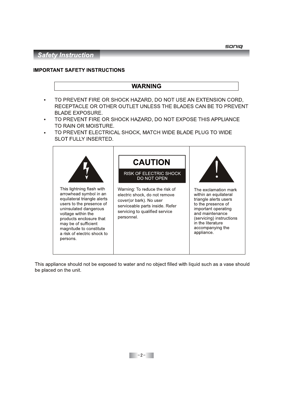 SONIQ E46Z11A User Manual | Page 3 / 55
