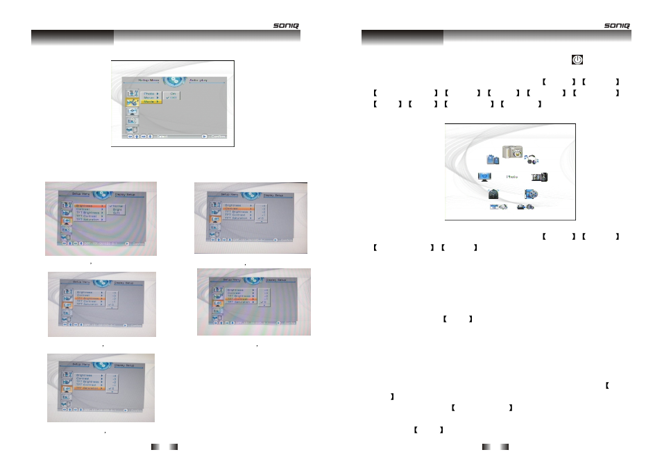 Display setup, Set parameter, Photo | Main function | SONIQ F1000 User Manual | Page 8 / 15