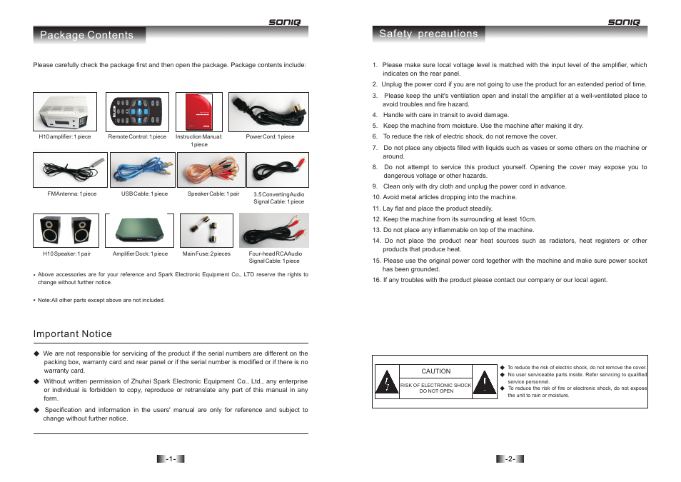 SONIQ H10 User Manual | Page 2 / 13
