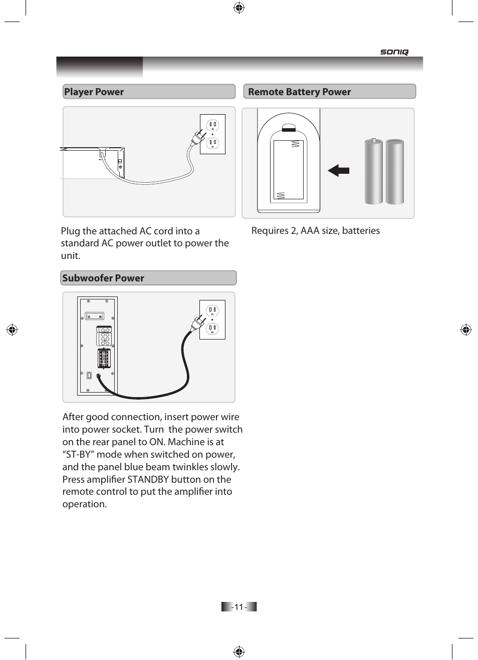 Player setup | SONIQ H100 User Manual | Page 13 / 20