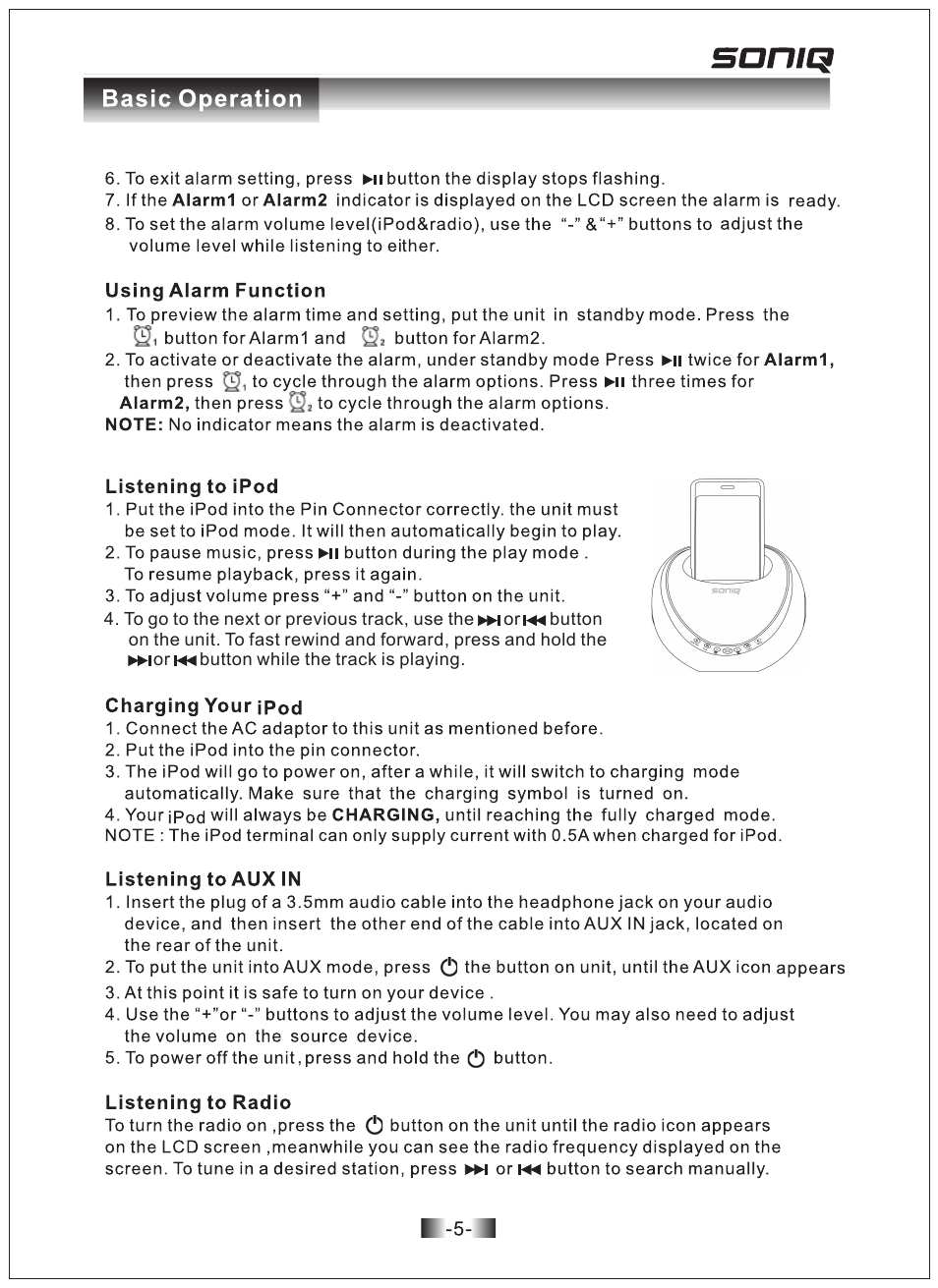 SONIQ i100B/P/K User Manual | Page 6 / 9