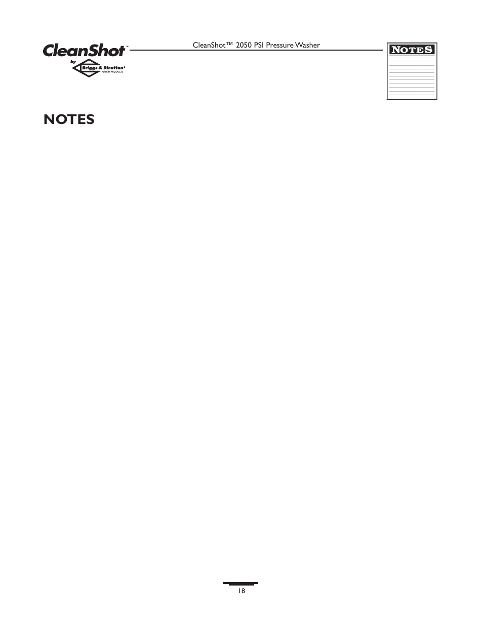 Briggs & Stratton CLEANSHOT 2050PSI User Manual | Page 18 / 36