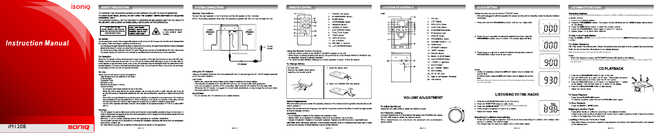 SONIQ IM120B User Manual | 2 pages