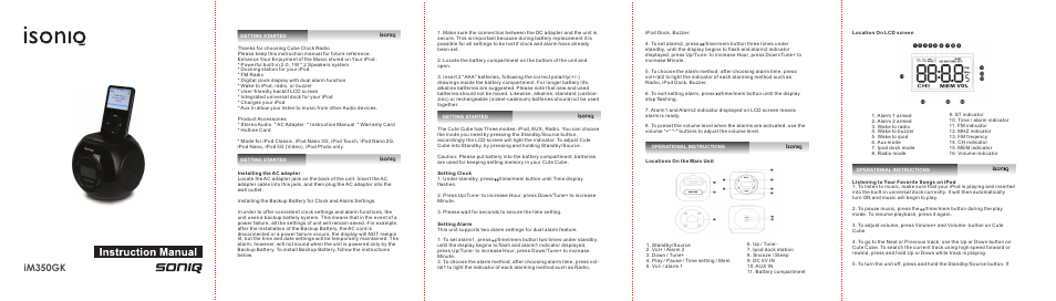 SONIQ IM350GK User Manual | 2 pages