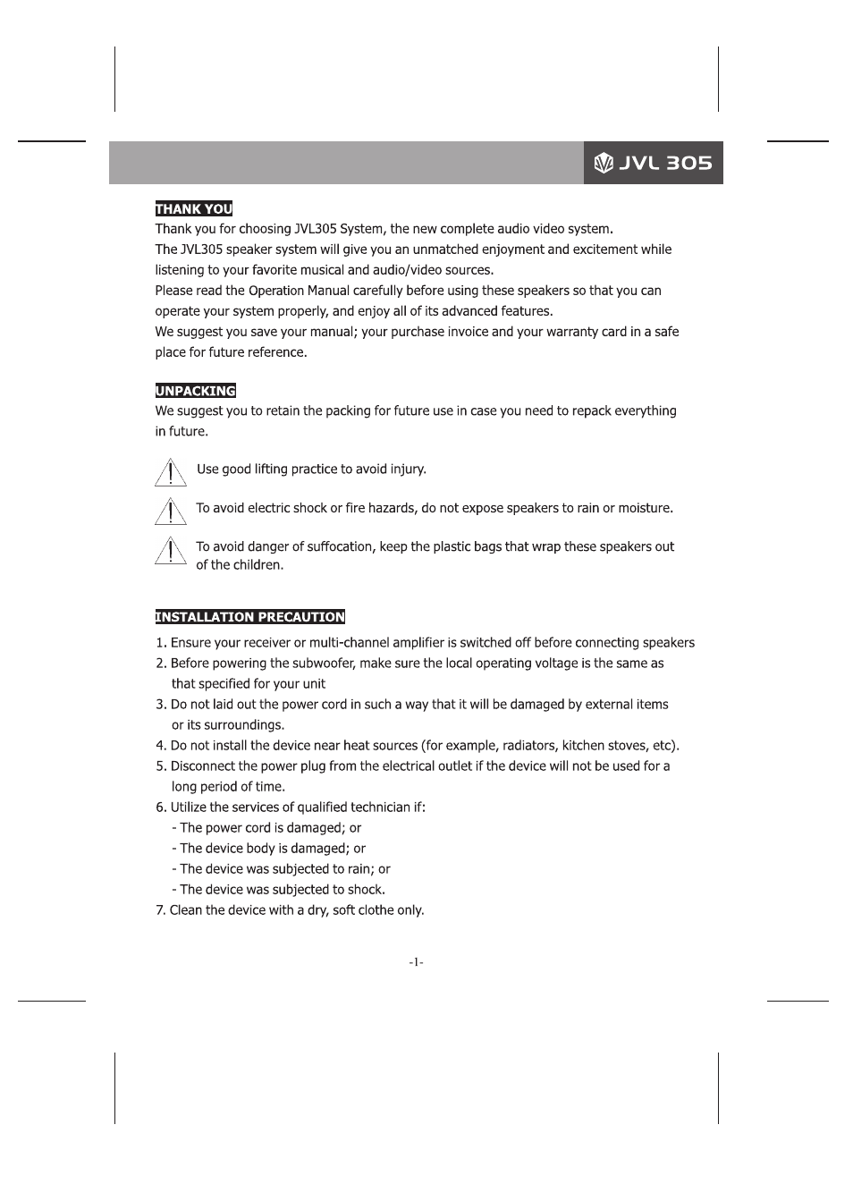 SONIQ JVL305 User Manual | Page 2 / 8