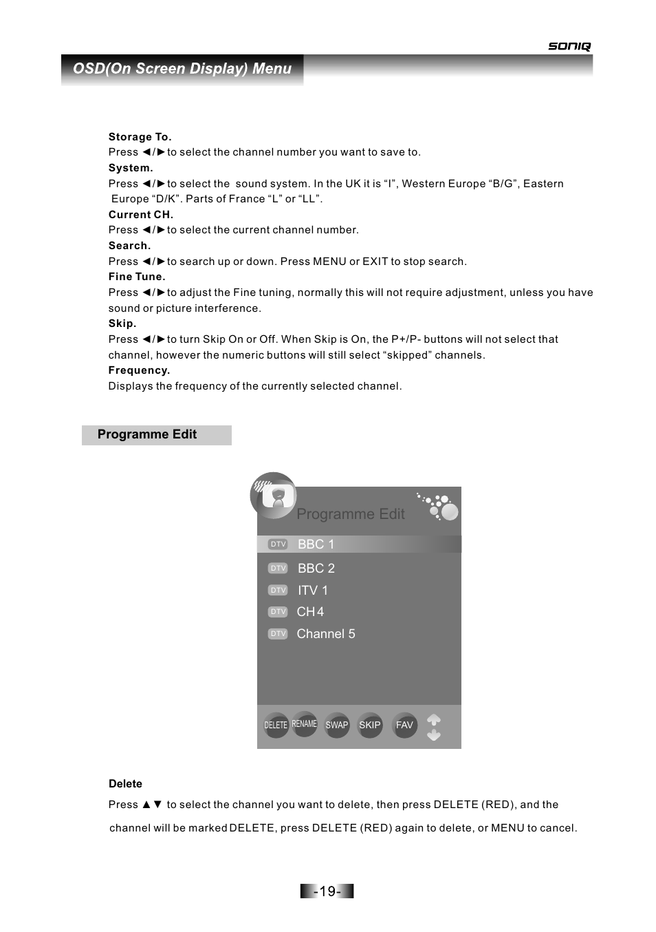 页面 20, Programme edit | SONIQ L16V10B User Manual | Page 20 / 37