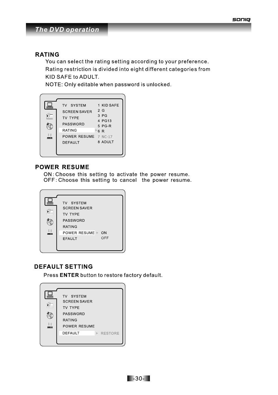 页面 31 | SONIQ L16V10B User Manual | Page 31 / 37