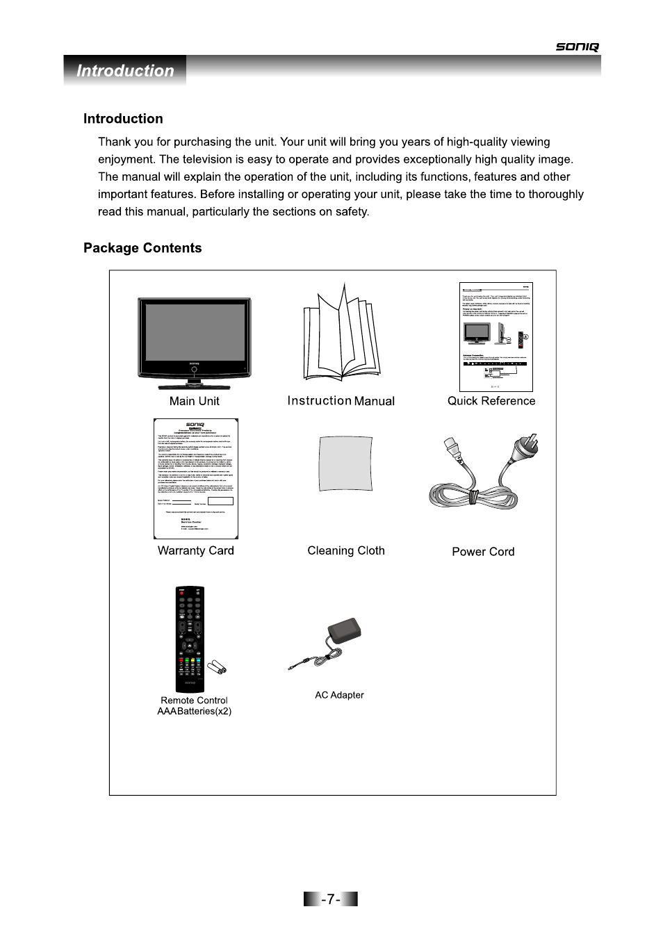 页面 8 | SONIQ L16V10B User Manual | Page 8 / 37