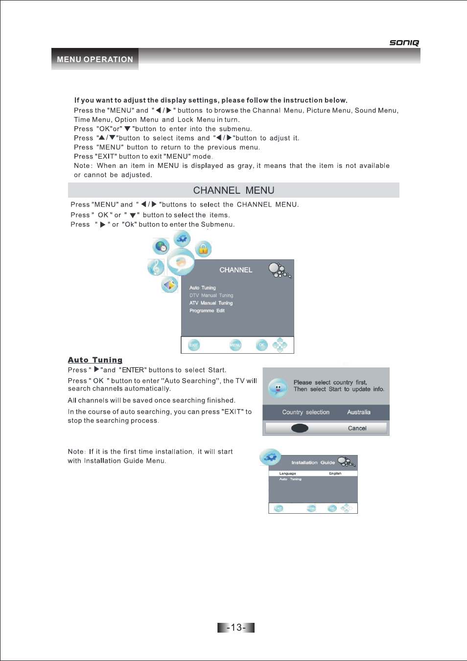 页 13 | SONIQ L26V10A User Manual | Page 14 / 27