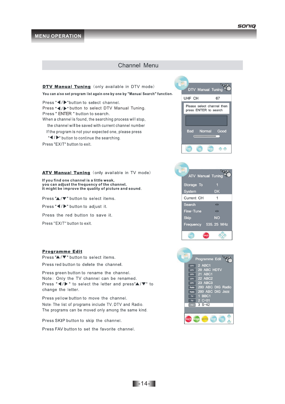 页 14 | SONIQ L26V10A User Manual | Page 15 / 27