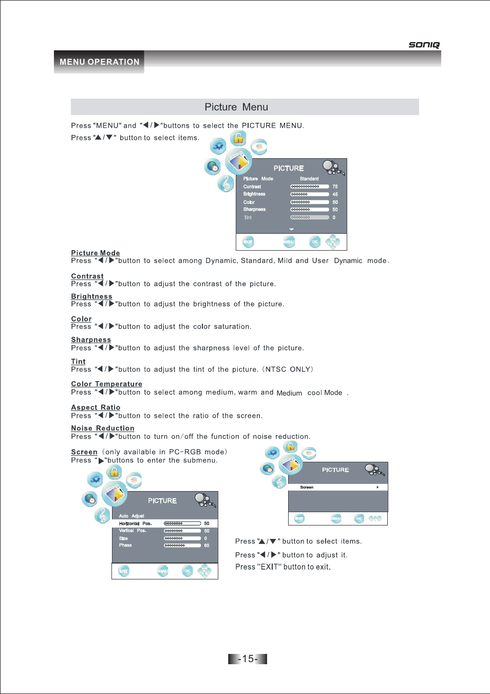 页 15 | SONIQ L26V10A User Manual | Page 16 / 27