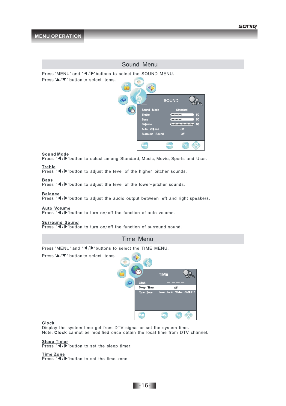 页 16 | SONIQ L26V10A User Manual | Page 17 / 27