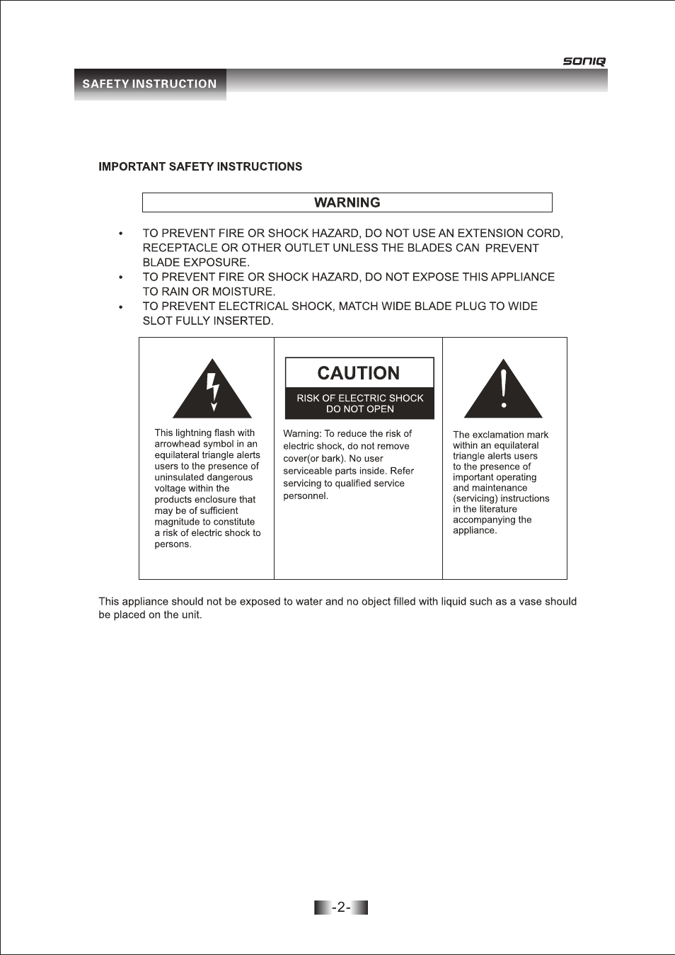 SONIQ L26V10A User Manual | Page 3 / 27
