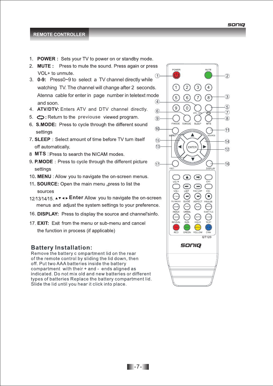 SONIQ L26V10A User Manual | Page 8 / 27