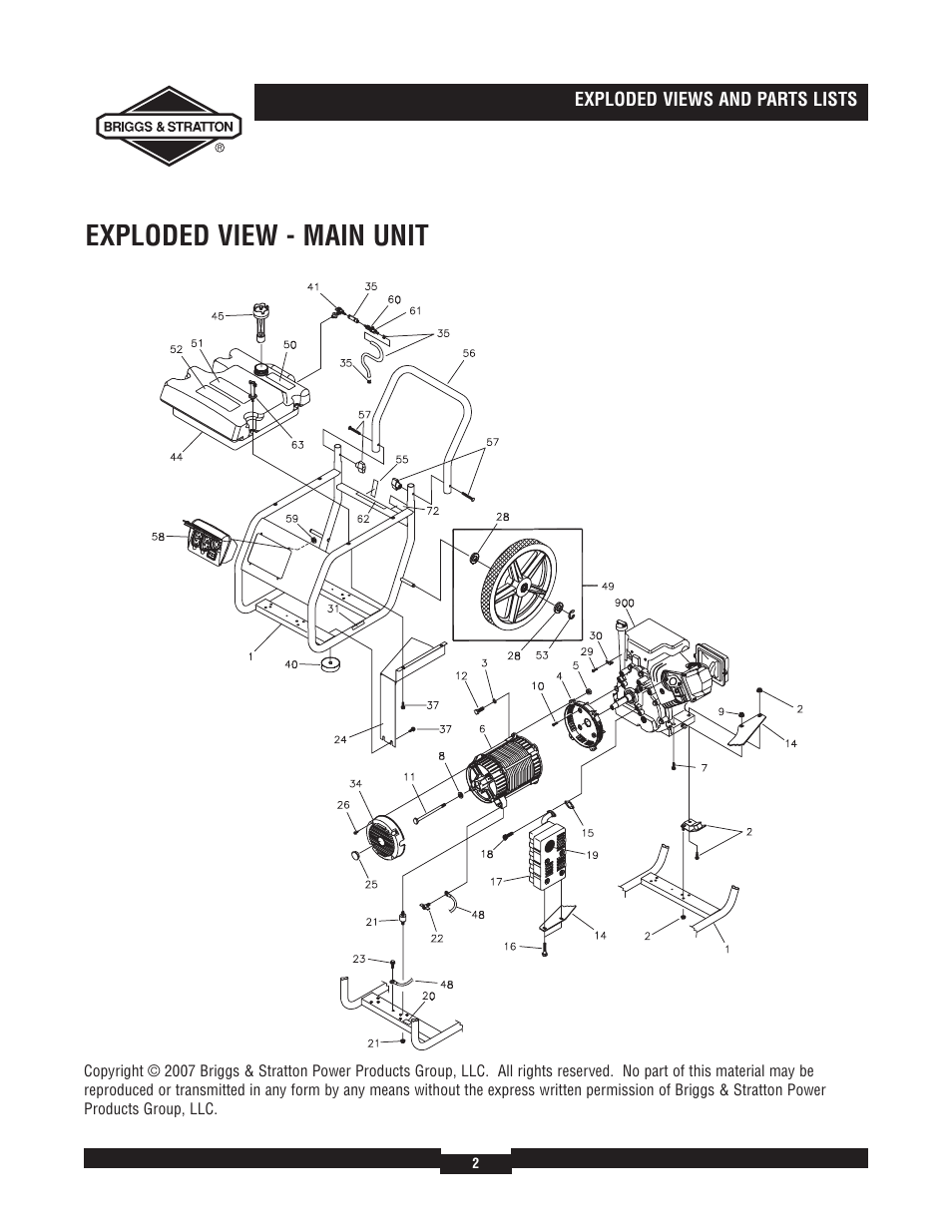 Exploded view - main unit | Briggs & Stratton 30324 User Manual | Page 2 / 5